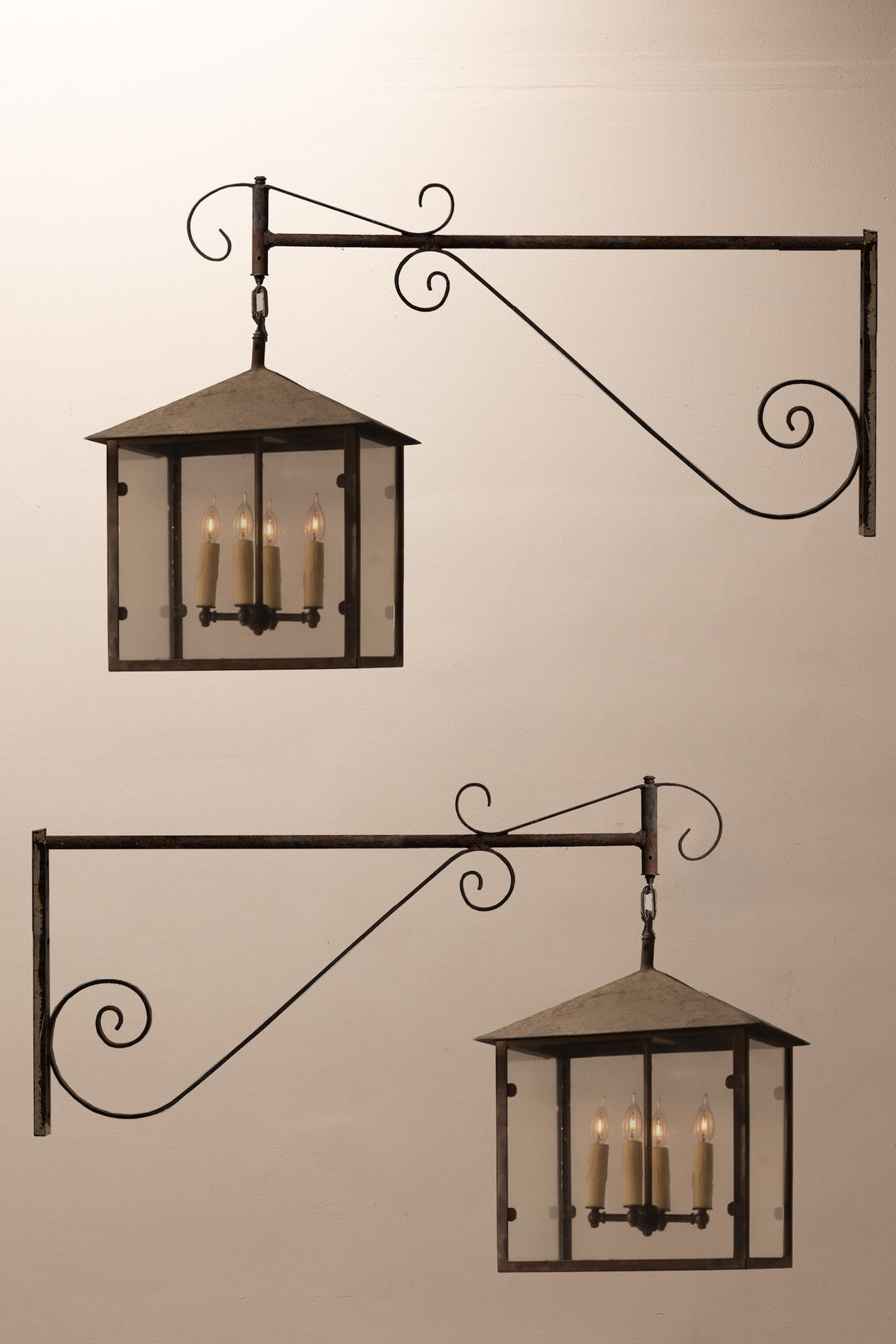 Wrought Iron Lantern Sconces
