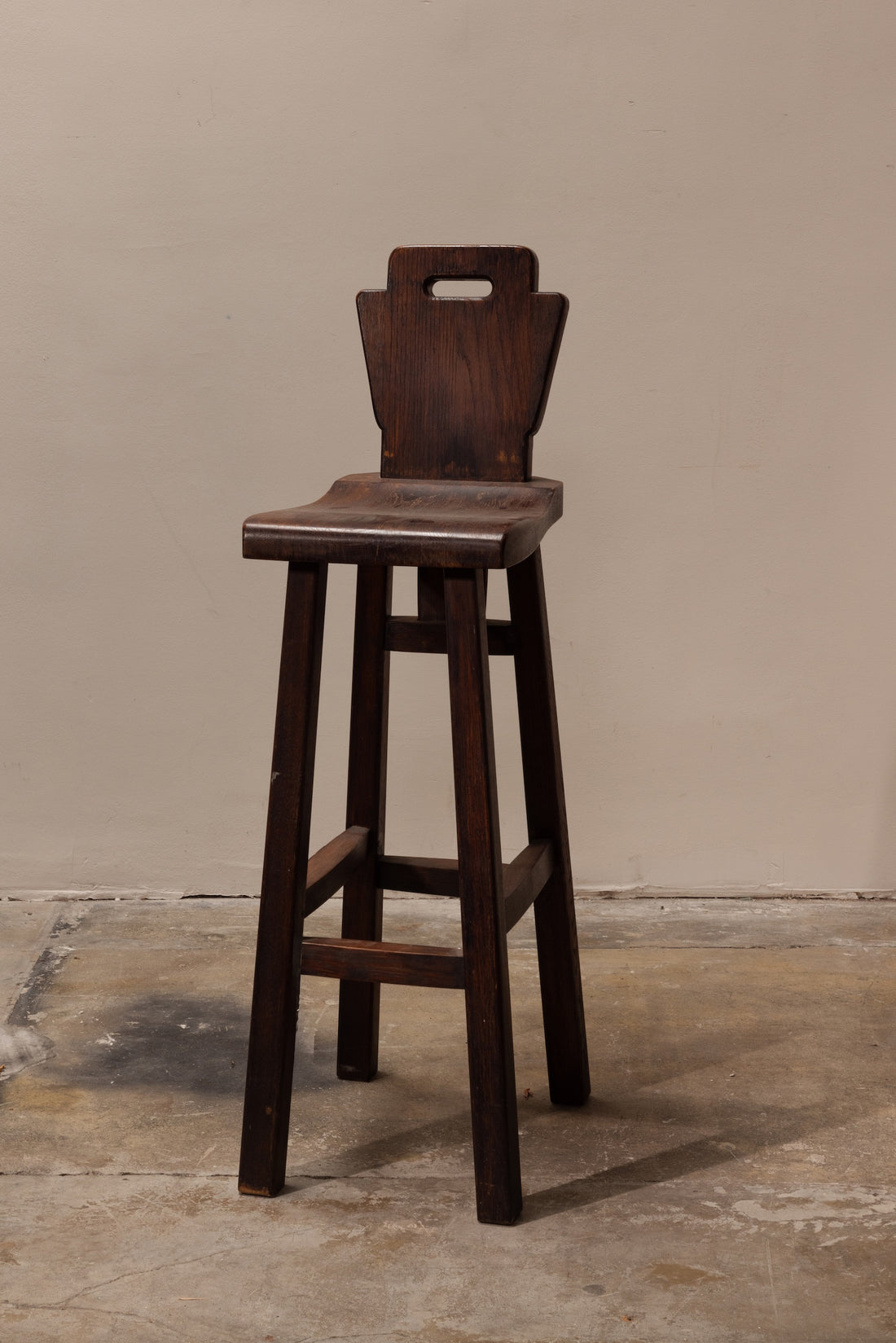 Brutalist Oak Bar Stool