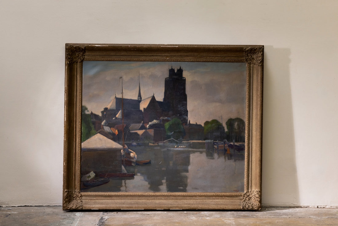 European Waterside Oil Painting