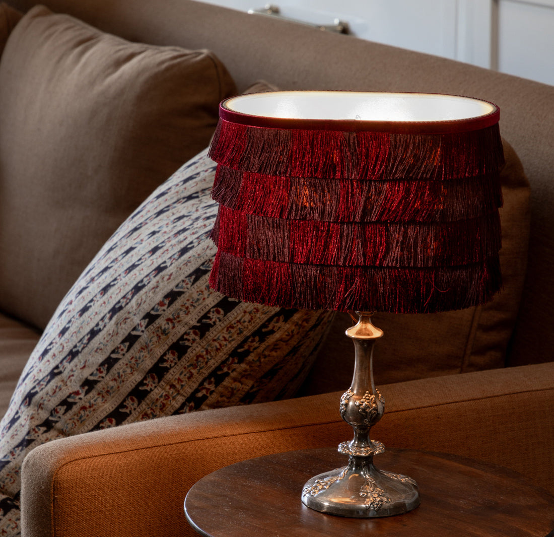 Checkered Fringe Lamp Shade
