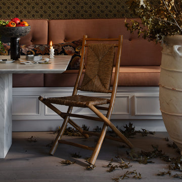 French Folding Chair with Hand Rush Seat and Back - Pair