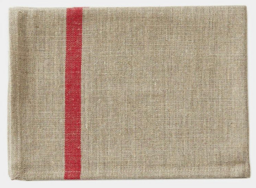 Linen Lined Red Stripe Kitchen Cloth (Set of 2)