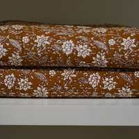 Kantha Quilt - Rust and Cream Floral