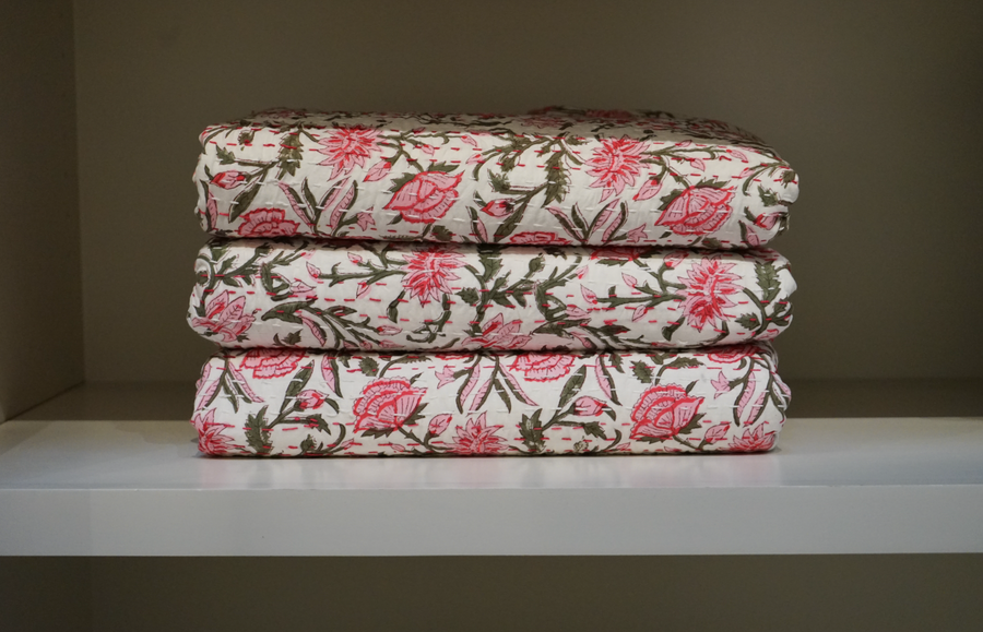 Kantha Quilt - Garden Rose