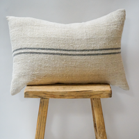 22. Handmade Hemp Stripe Lumbar Pillow- Grey