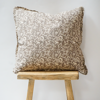 36. Taupe and Ivory Florals Pillow