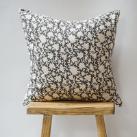 62. Handmade Grey and White Floral Pillow