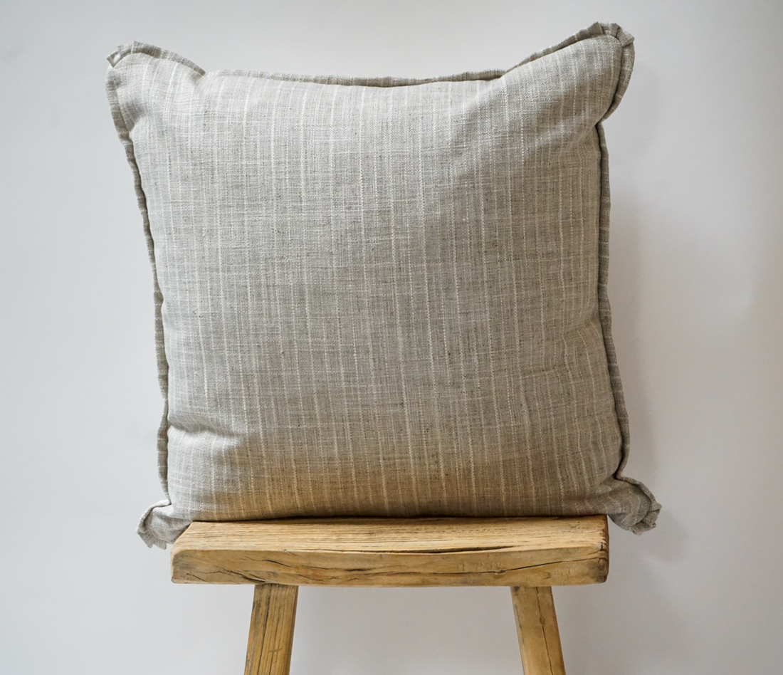 68. Handmade Vintage Linen Stripe Pillow