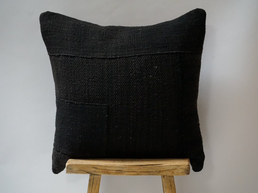 74. Handmade Black Textured Weave Pillow