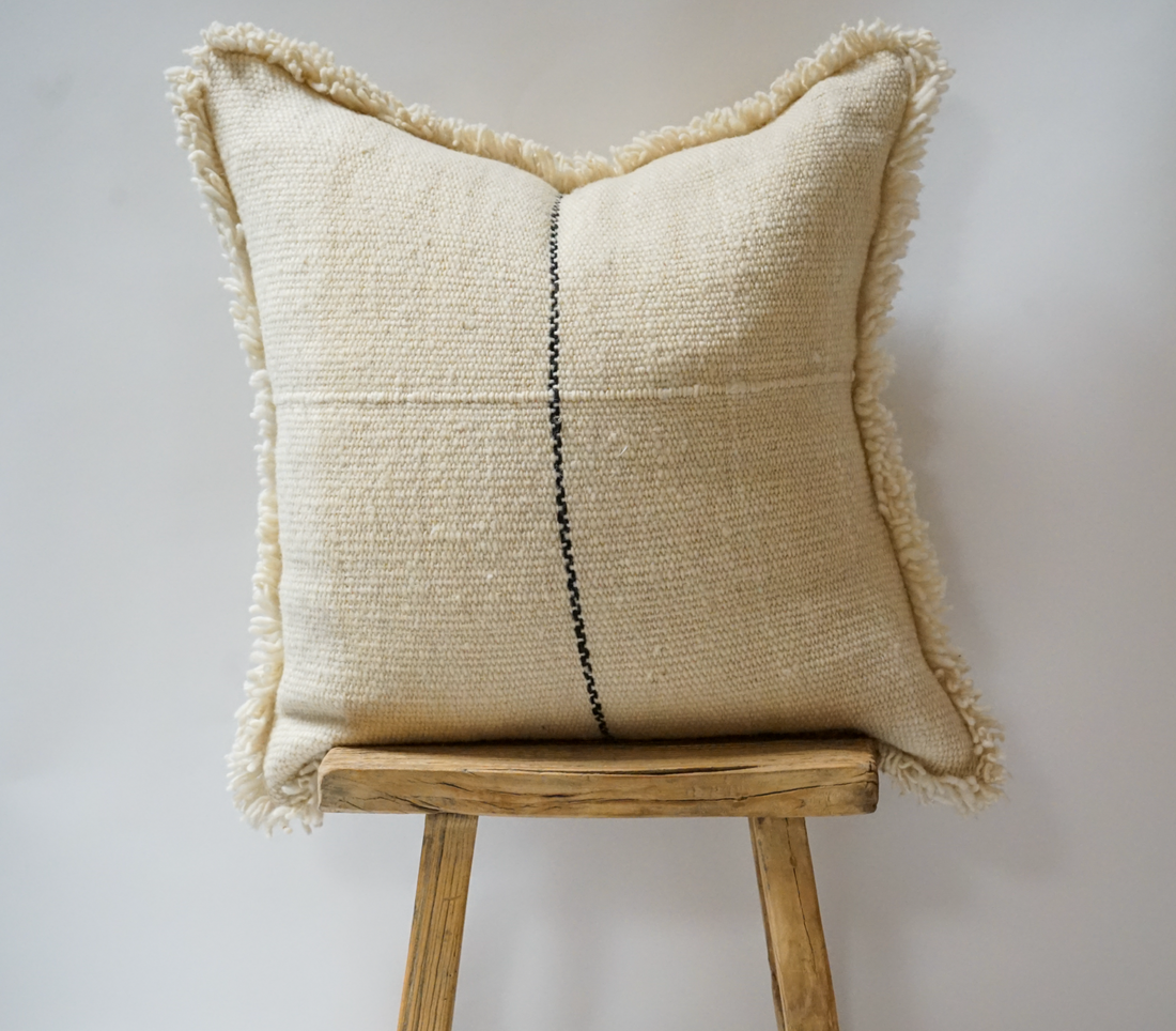 82. Handmade Woven Pillow with Fringe