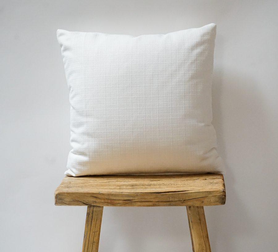 83. Handmade Textured Square Pillow- True White