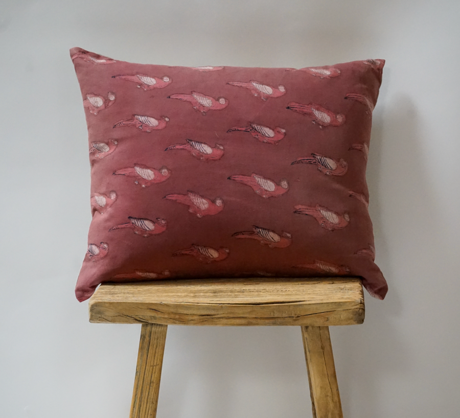 96. Handmade Vintage Parrot Pillow