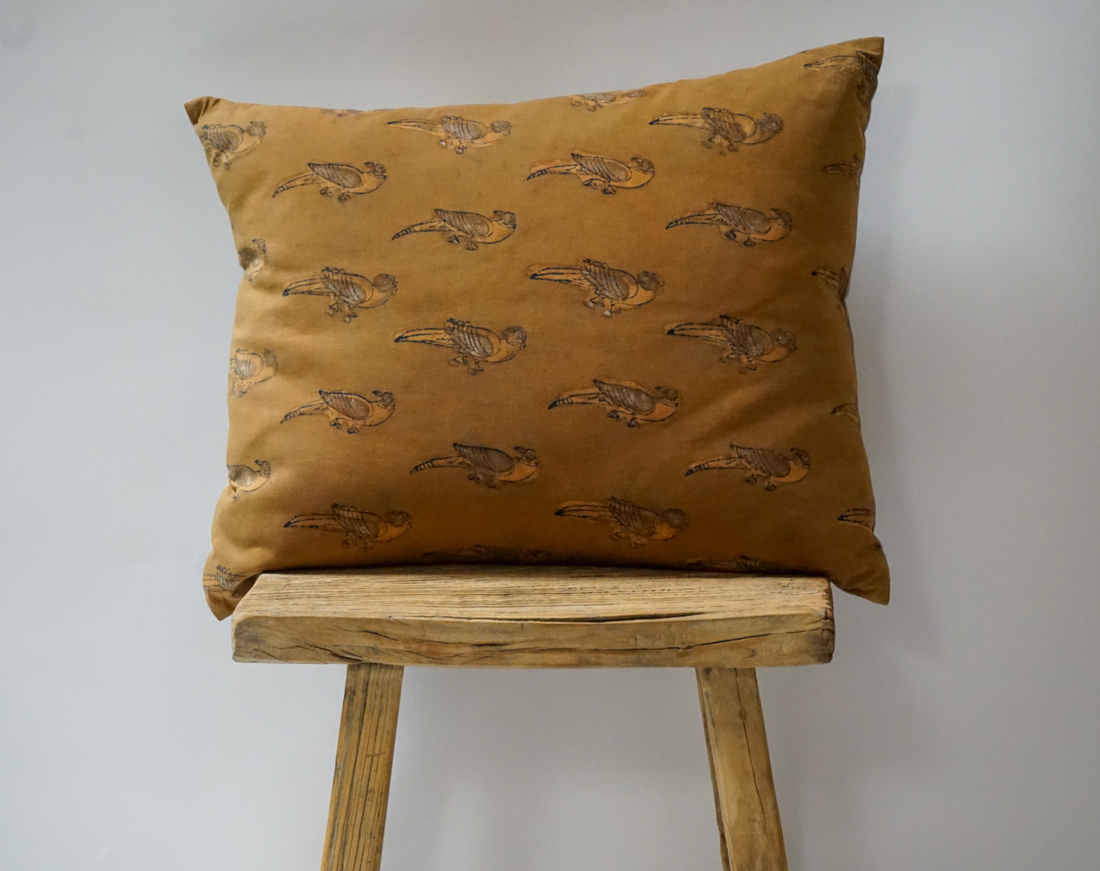 100. Handmade Parrot Textile Pillow