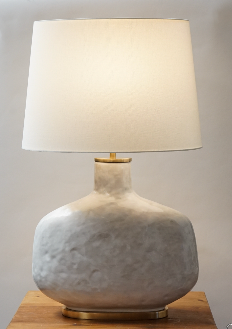 Antiqued White Ceramic Table Lamp