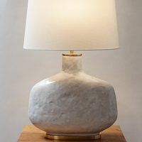 Antiqued White Ceramic Table Lamp