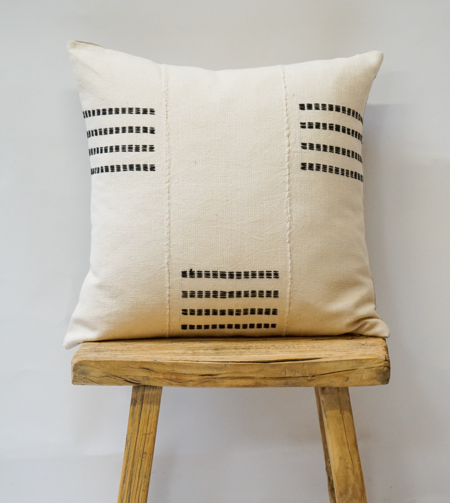 115. Handmade Vintage Stitched Textile Pillow