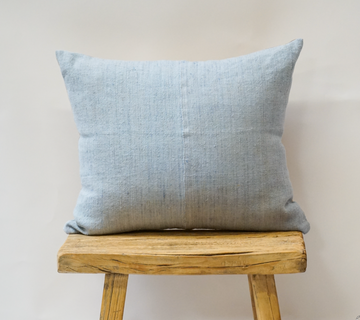 116. Petite Handmade Blue Linen Accent Pillow