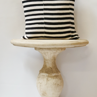 228. Handmade Textured Linen Black and White Stripe Pillow