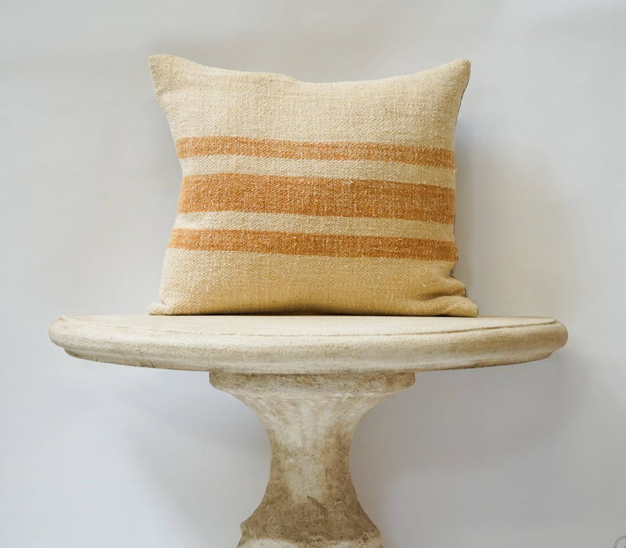 224. Handmade Textured Linen Stripe Pillow