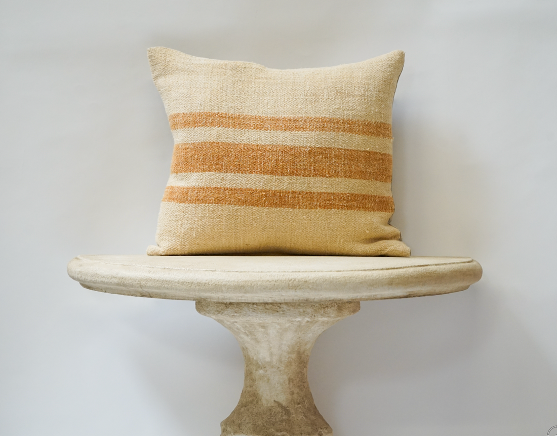 224. Handmade Textured Linen Stripe Pillow