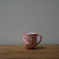 Hand Painted Coral and White Mugs (Set of 2)