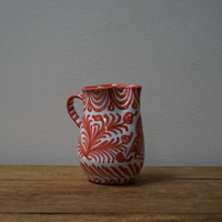 Small Coral and White Pitcher