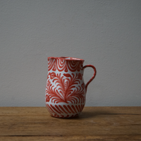 Small Coral and White Pitcher