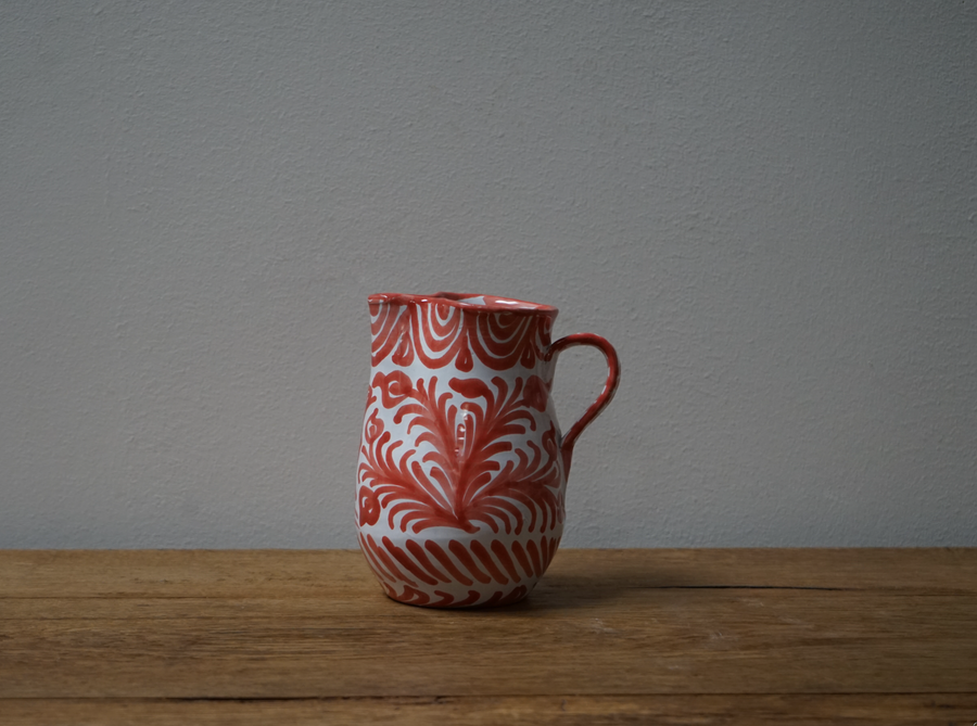 Small Coral and White Pitcher