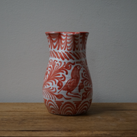 Large Coral and White Pitcher