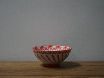 Hand Painted Medium Coral and White Bowls (Set of 2)