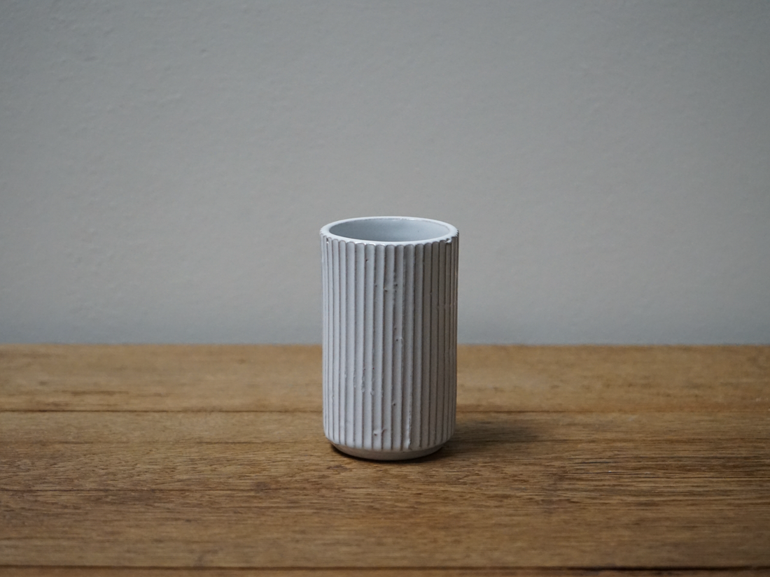 White Glaze Ribbed Cup (Set of 2)