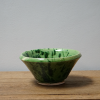 Vintage Ceramic Green Splatter Bowl