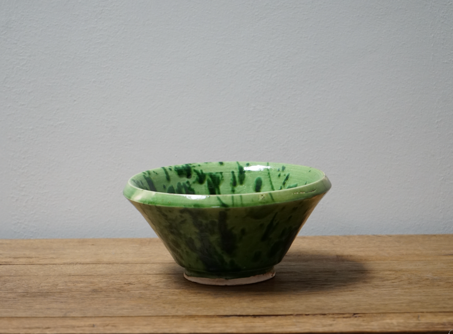 Vintage Ceramic Green Splatter Bowl