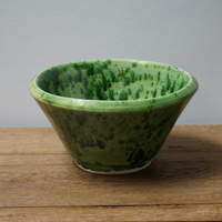 Vintage Ceramic Green Splatter Bowl