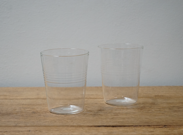 Hand Blown Clear Ribbed Drinking Glass (set of two)