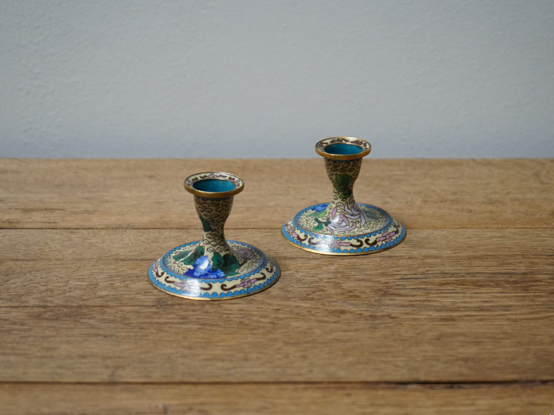 Cloisonné Candle Holders (set of two)