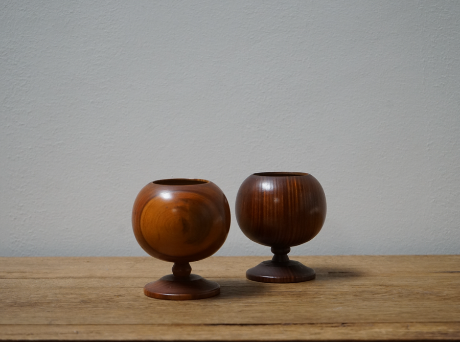 Vintage Wooden Goblet Pair