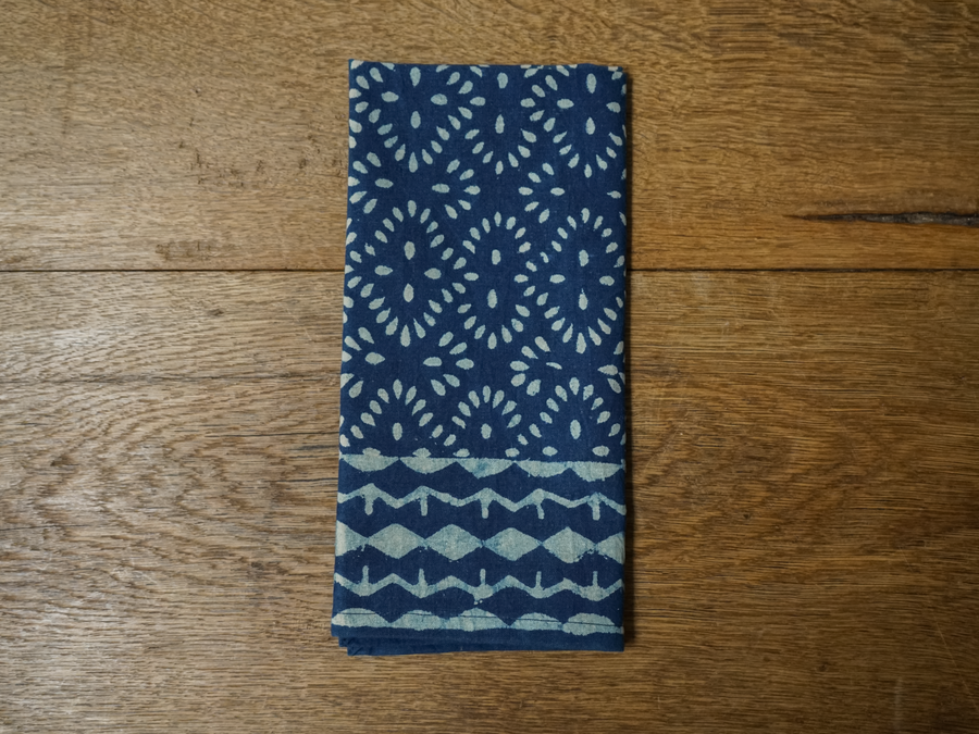 Blue with Tan Pattern Napkin (set of 4)