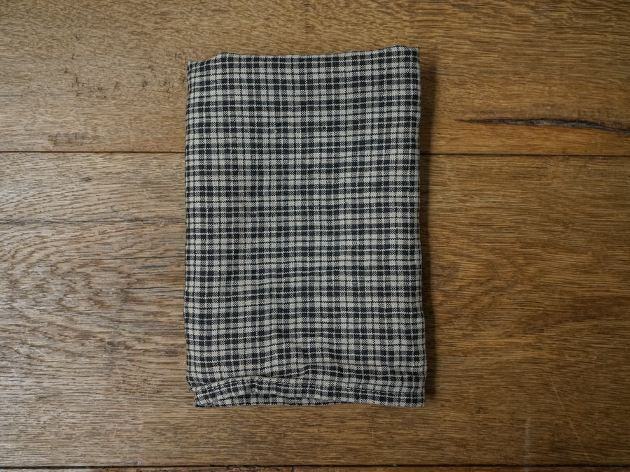 Black and Neutral Checkered Linen Napkin