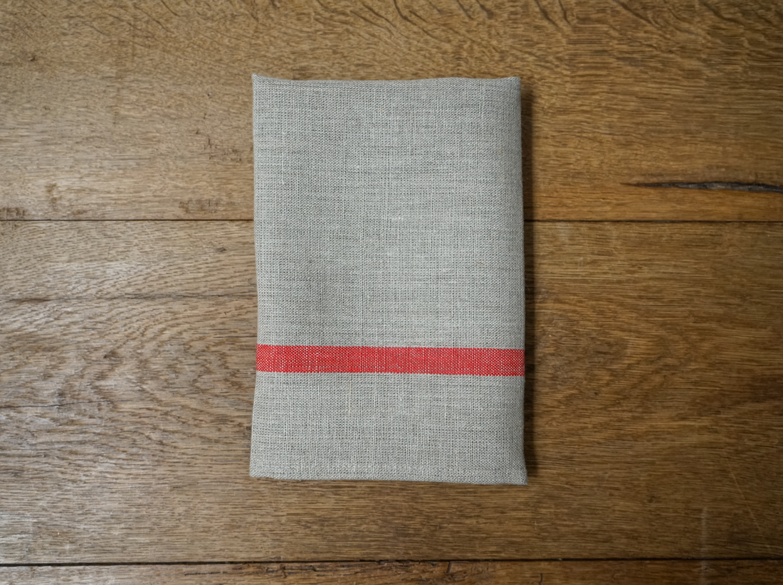 Linen Lined Red Stripe Kitchen Cloth (set of 2)