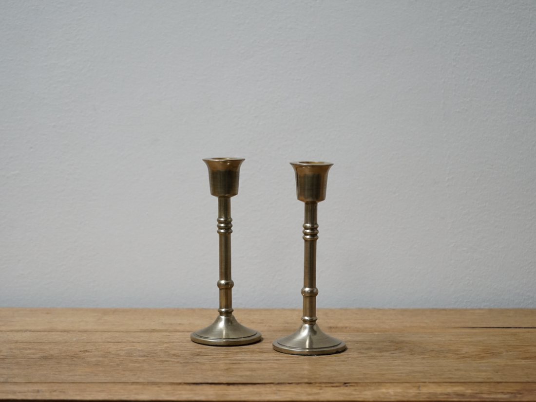 Aged Brass Candlestick - short