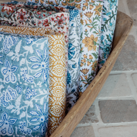 Kantha Quilt - Blue Floral