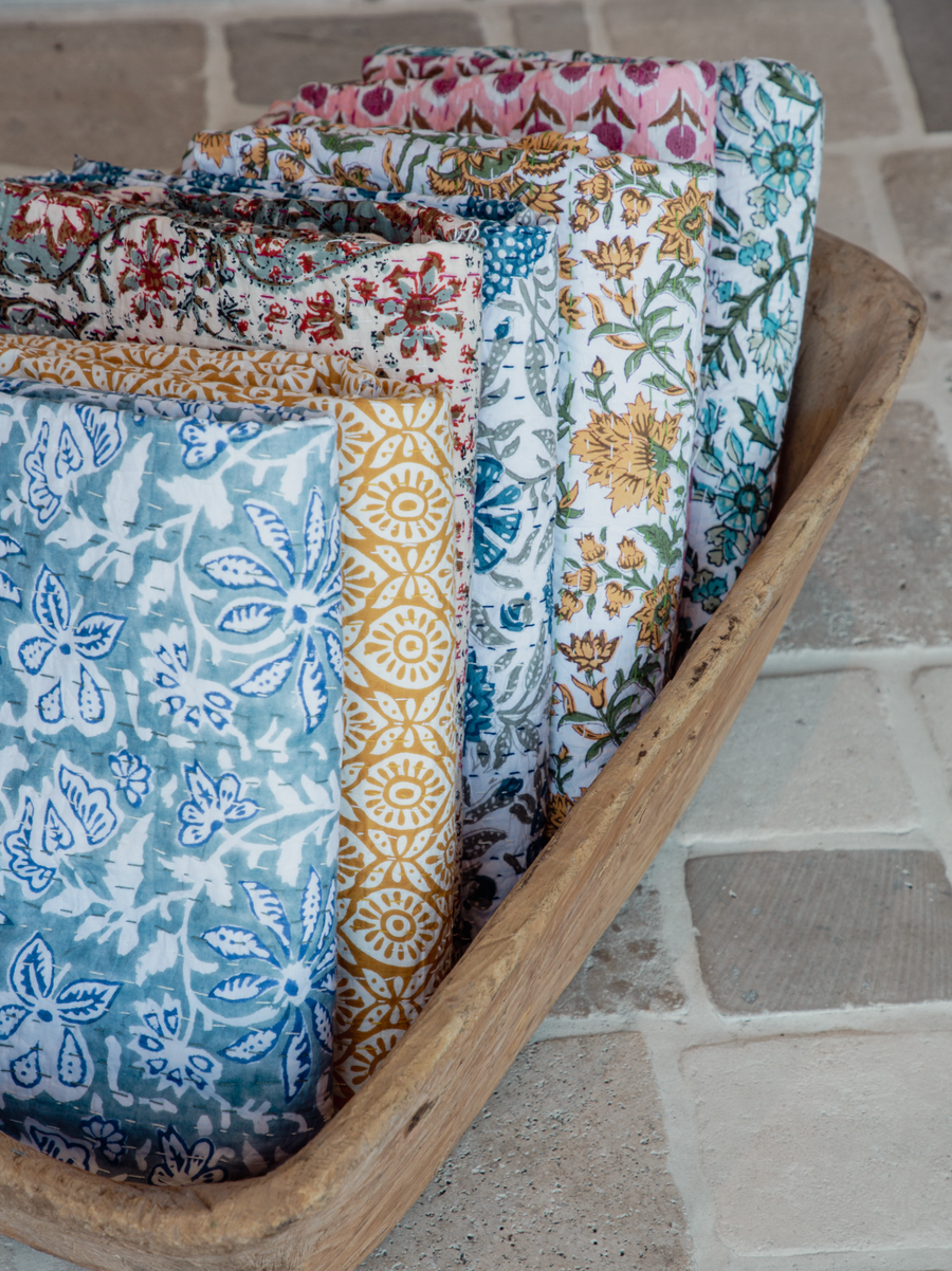 Kantha Quilt - Blue Floral