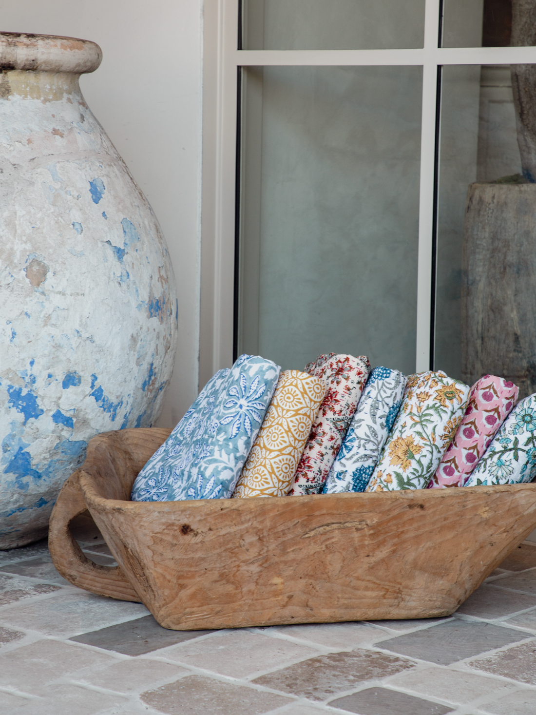 Kantha Quilt - Garden Blue