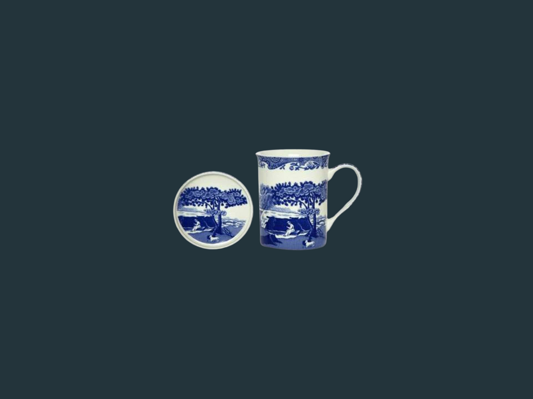 Blue Italian Spode Mug & Coaster Set (set of 2)