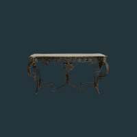 Wrought Iron Green Marble Table