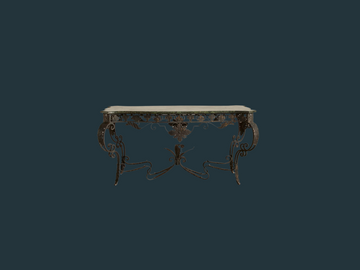 Wrought Iron Green Marble Table