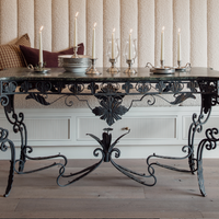 Wrought Iron Green Marble Table