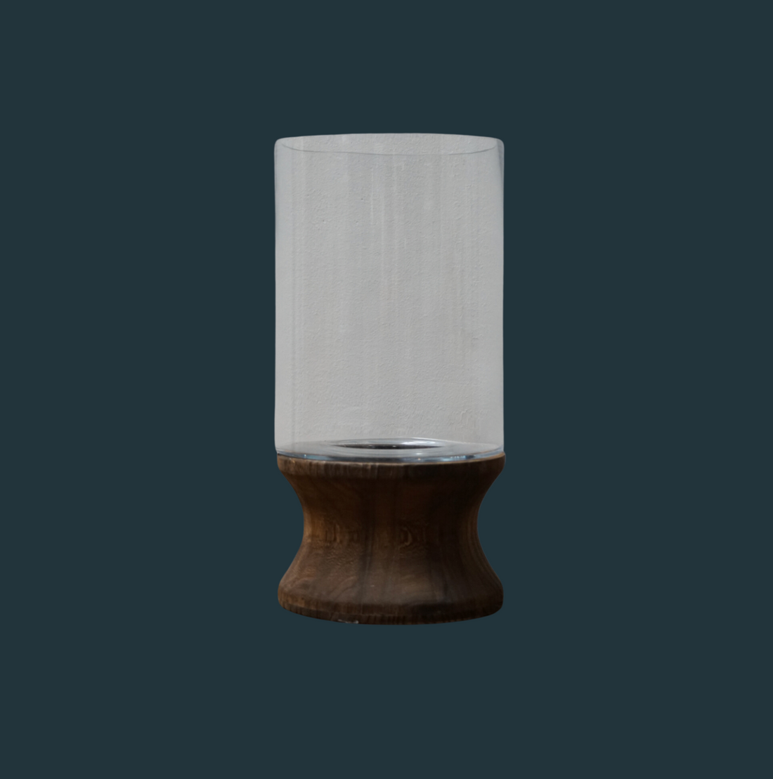 Wood Candlestand with Glass