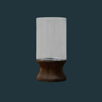 Wood Candlestand with Glass